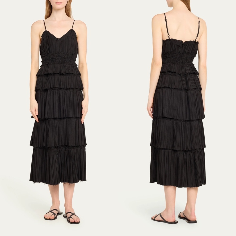 NEW NWT Sea New York Parcie Crinkle Tank Dress Midi Dress In Black